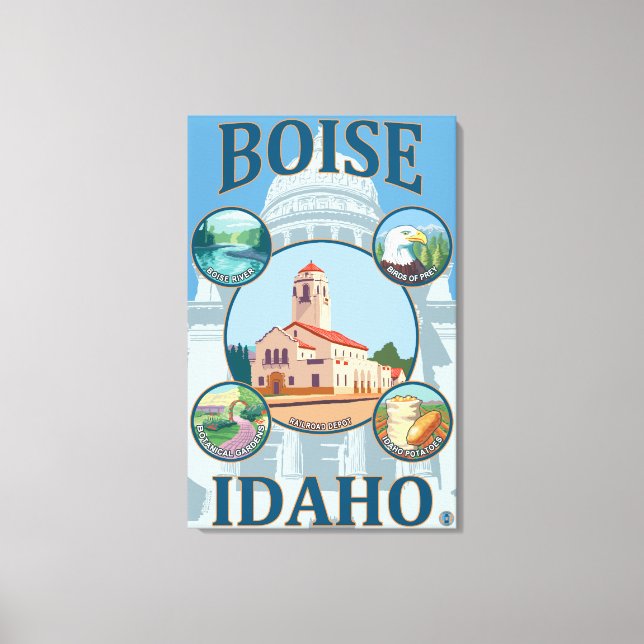 Boise, IdahoScenic Travel Poster Canvas Print (Front)