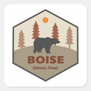 Boise National Forest Idaho Bear Square Sticker