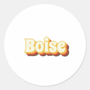 Boise Retro Vintage Text Classic Round Sticker
