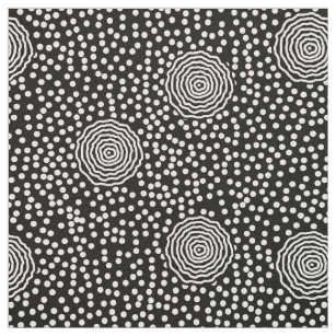 Mid-Century Fish Art Black and White Fabric