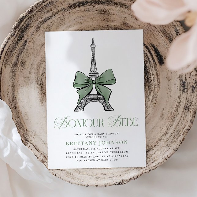 Bojour Bebe Elegant Parisian Baby Shower Invitation (Creator Uploaded)