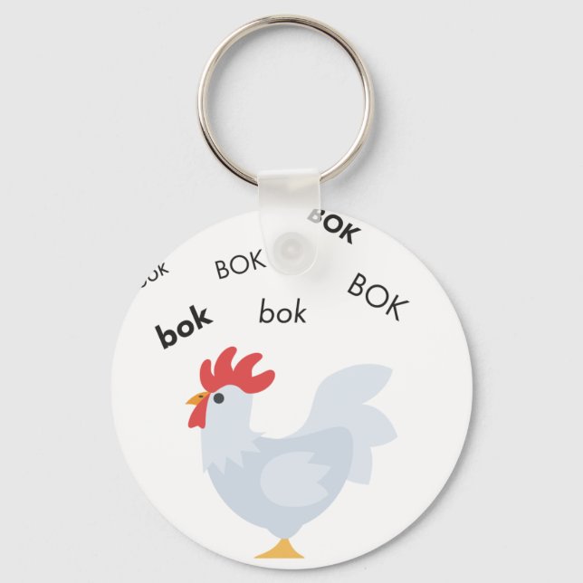 Bok Chicken Cute Emoji Key Ring (Front)