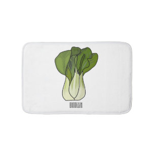 Bok choy cartoon illustration bath mat