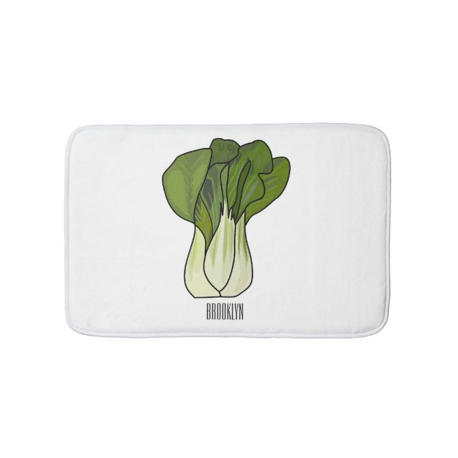 Bok choy cartoon illustration  bath mat (Front)