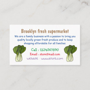 Bok choy cartoon illustration business card