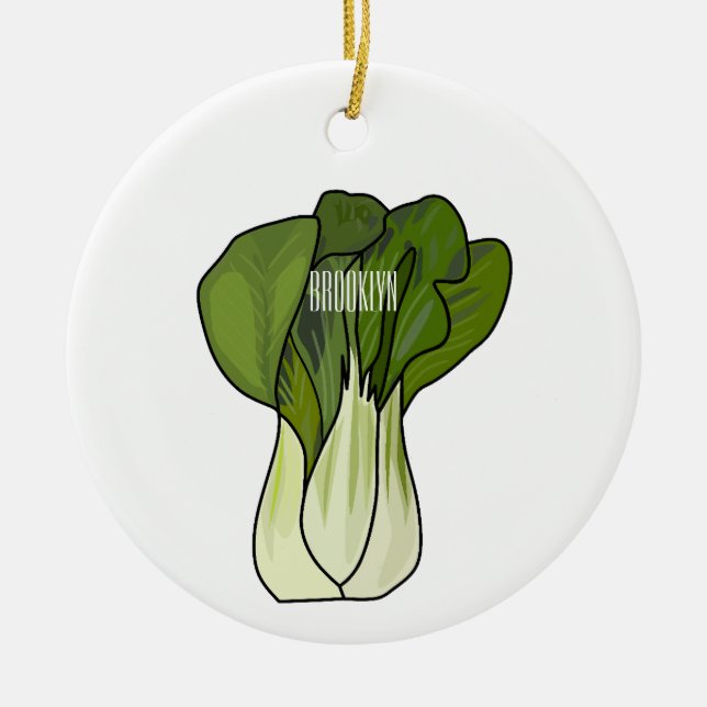 Bok choy cartoon illustration  ceramic tree decoration (Front)