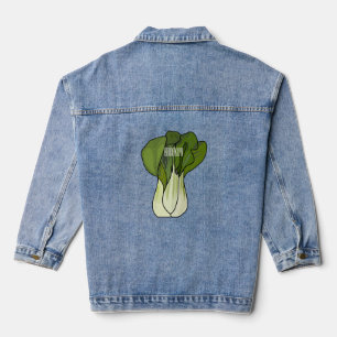 Bok choy cartoon illustration  denim jacket