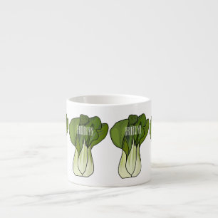 Bok choy cartoon illustration  espresso cup