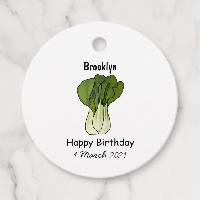 Bok choy cartoon illustration favour tags (Front)