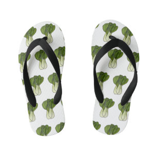 Bok choy cartoon illustration  kid's flip flops