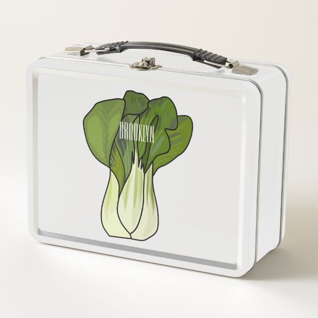Bok choy cartoon illustration  metal lunch box (Front)