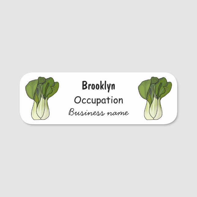 Bok choy cartoon illustration name tag (Front)