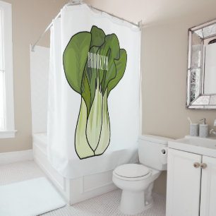 Bok choy cartoon illustration shower curtain