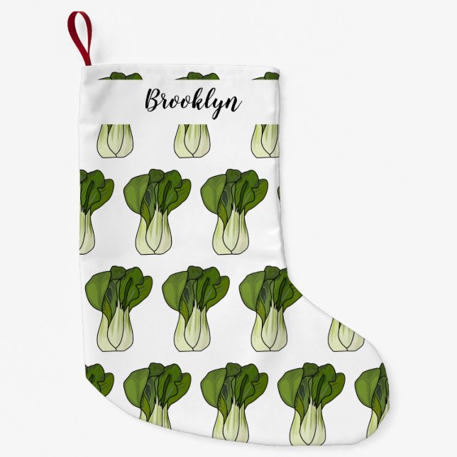 Bok choy cartoon illustration small christmas stocking (Front)