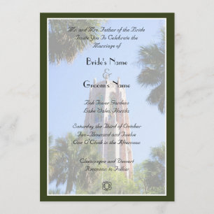 Bok Tower Wedding, personalised Invitation