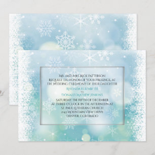 Bokah Snowflakes Winter Wedding Invitation