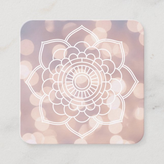 Bokeh and Mandala Square Business Card (Front)