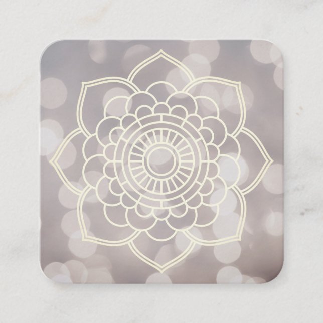 Bokeh and Mandala Variation Square Business Card (Front)