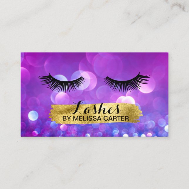 Bokeh Beauty Salon Makeup Artist Lash Extensions Business Card (Front)