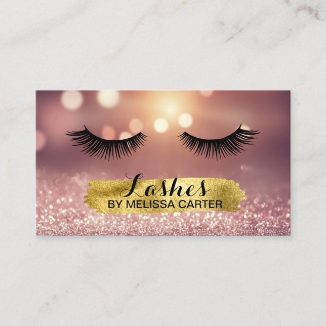 Bokeh Beauty Salon Makeup Artist Lash Extensions Business Card (Front)