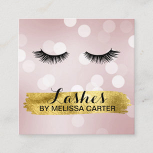 Bokeh Beauty Salon Makeup Artist Lash Extensions Square Business Card