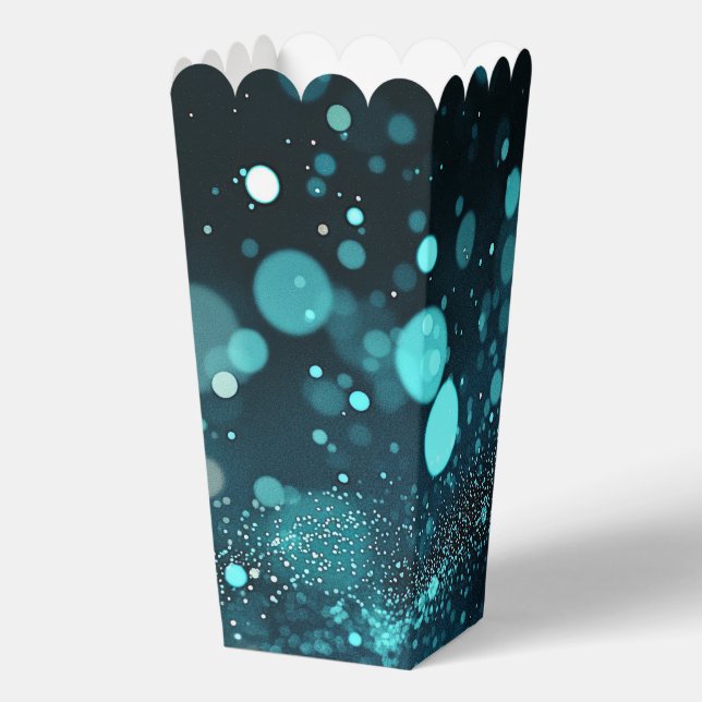 Bokeh Blizzard Background - Teal Favour Box (Back)