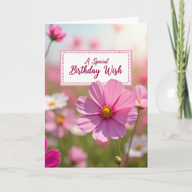 Bokeh Blossom Birthday Card (Front)