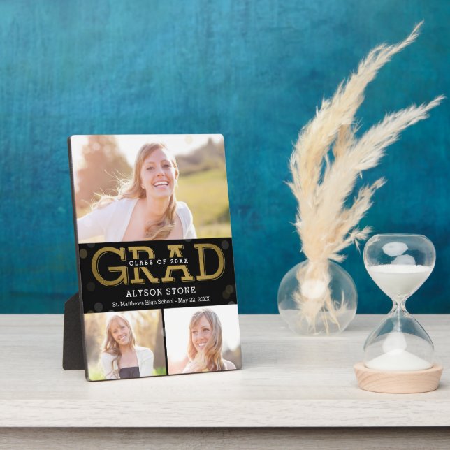Bokeh Collage EDITABLE COLOR Graduation Plaque (Side)