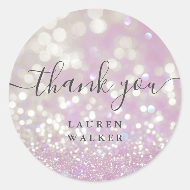 bokeh crystal glitter monogram thank you Sticker (Front)