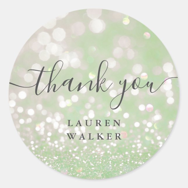 bokeh crystal glitter monogram thank you Sticker (Front)