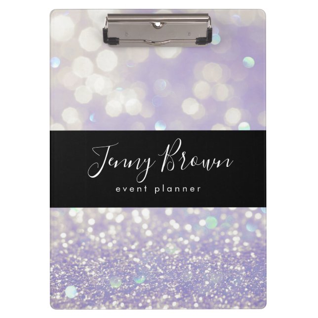 bokeh crystal glitter pastel monogram Clipboard (Front)