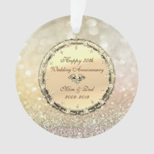 Bokeh, Diamonds 50th Wedding Anniversary Ornament