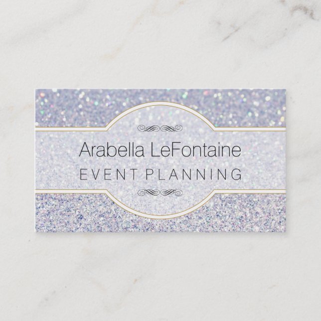 Bokeh Elegant Events Business Card Glitter (Front)