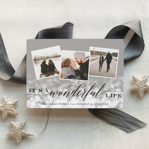 Bokeh Flare Holiday Photo Collage Card