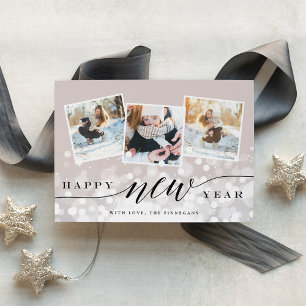 Bokeh Flare   New Year Photo Collage Card