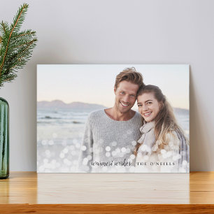 Bokeh Flare Warmest Wishes Photo Holiday Card