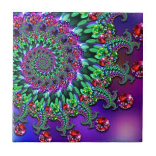 Bokeh Fractal Purple Terquoise Tile