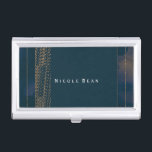 Bokeh Glam Blue & Gold Business Card Holder<br><div class="desc">Bokeh Glam Blue & Gold Business Card Holder. Customise with any text or leave it blank.</div>