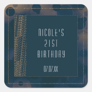 Bokeh Glam Blue & Gold Favour Stickers