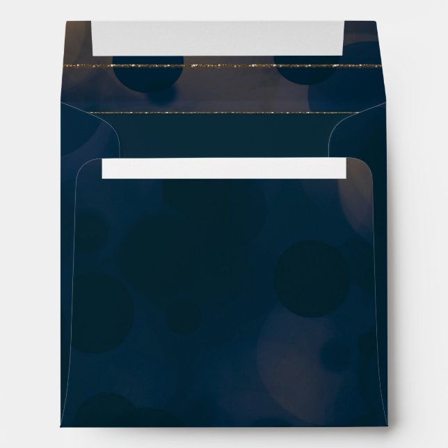 Bokeh Glam Blue & Gold Invitation Envelopes (Back (Bottom))