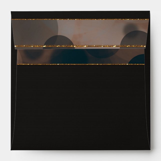 Bokeh Glam Brown Beige & Gold Invitation Envelopes (Back (Top Flap))