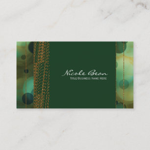 Bokeh Glam Green & Gold Chic Business Cards