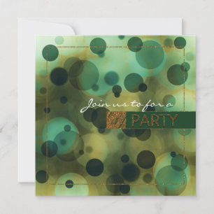 Bokeh Glam Green & Gold PARTY Invitations