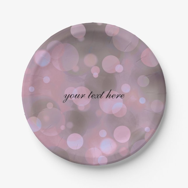 Bokeh Glam Pink Grey & Gold Party Plates (Front)