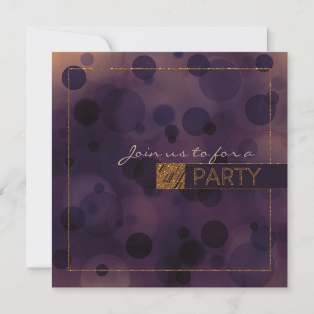 Bokeh Glam Purple & Gold PARTY Invitations (Front)