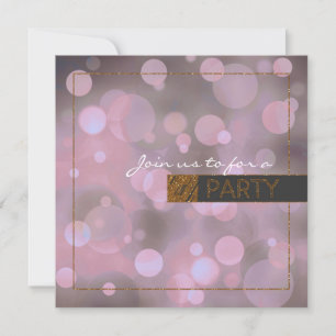 Bokeh Glam Purple Grey & Gold Birthday Party Invitation