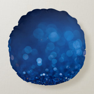 Bokeh Glitters: Sparkling Circles Background. Round Cushion
