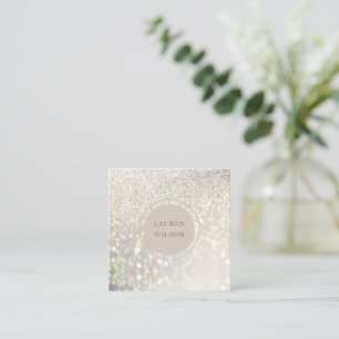 bokeh gold glitter iridescent square business card