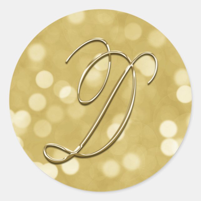Bokeh Gold Monogram D Envelope Seal (Front)