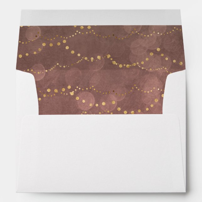 Bokeh Golden Lights Christmas Holiday Lined Envelope (Back (Bottom))